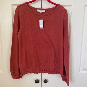 LOFT Textured Ruffle Sleeve Tee (NEW)